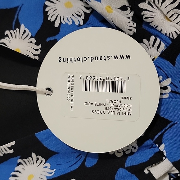 Staud Mini Milla floral Dress Sz 0 NWT - Picture 7 of 10